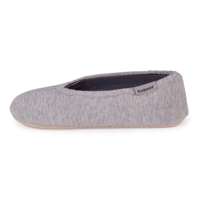 Isotoner Stretch Jersey Ballet Slippers Grey Extra Image 2